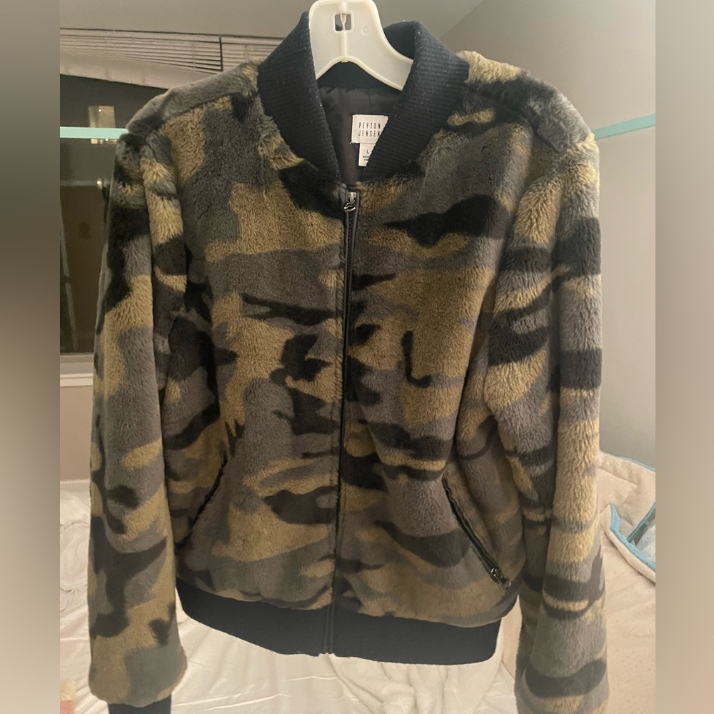 Faux fur bomber jacket